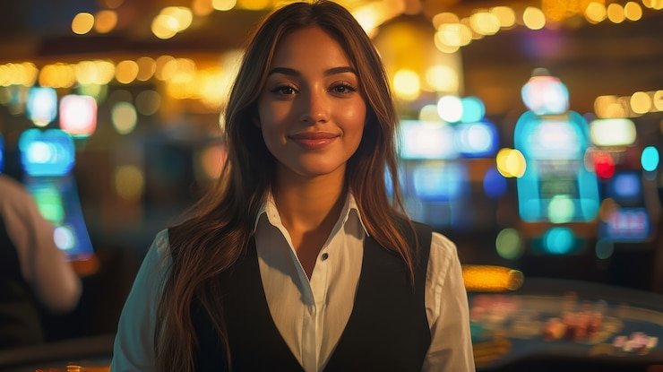 Antarmuka aplikasi mahjongjp menampilkan meja blackjack langsung dengan dealer profesional